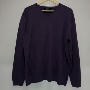 Pronto Uomo Purple/Grey Mens V-Neck Sweater Wool